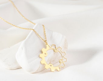 Tiny Engineer Gear Necklace  Mechanical Engineer Pendant, Gift For Engineer, Gear Jewelry, Science Necklace Gift For Her