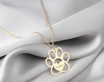 Personalize Paw Print, Dog Necklace, Paw Print Pendant, Tiny Paw Print Necklace Cat Dog Lovers Jewelry Pet Memorial Necklace Pet Jewelry