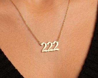 Custom Angel Number Necklace Dainty Date Necklace Lucky Number Pendant 111, 222, 333, 444 Personalized Numerals Necklace Spiritual Jewelry