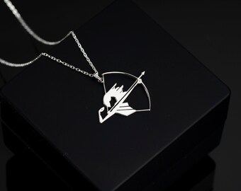 Archery Necklace, Arrow Pendant, Bow Necklace, Hunting Necklace, Sagittarius Necklace, Bow Arrow Jewelry, Archery Gifts