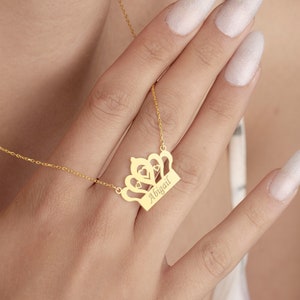 Custom Princess Crown Necklace Sterling Silver, Queen Jewelry, Tiara Necklace, Birthday Gift, Royal Crown Jewelry,  Princess Gift For Her