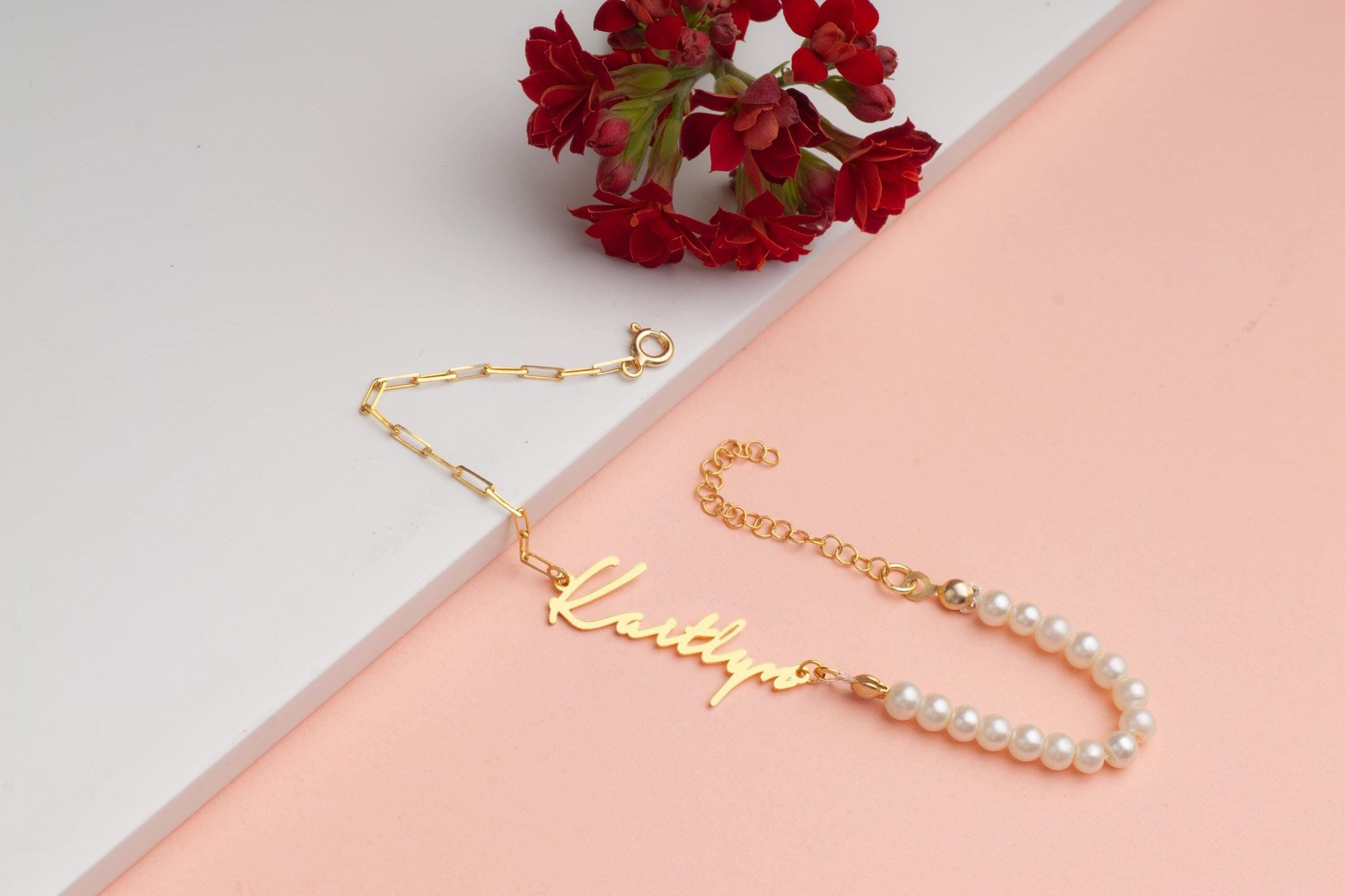 Custom White Pearl Bracelet 925 Sterling Silver, Wedding Jewelry, Bridesmaid Gift, Zircon Gemstone Pendant, Freshwater Pearl, Bridal Gift