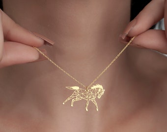 Dainty Horse Necklace Equestrian Pendant Horse Lover Gift Western Jewelry Gift For Her Minimalist Necklace Turqoise Pendant