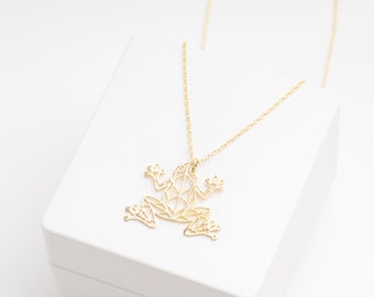 Zierliche Frosch Halskette Frosch Schmuck, Amphibien Halskette, Frosch-Liebhaber-Geschenk, Weihnachtsgeschenk, Glücksbringer, Wald Anhänger für sie