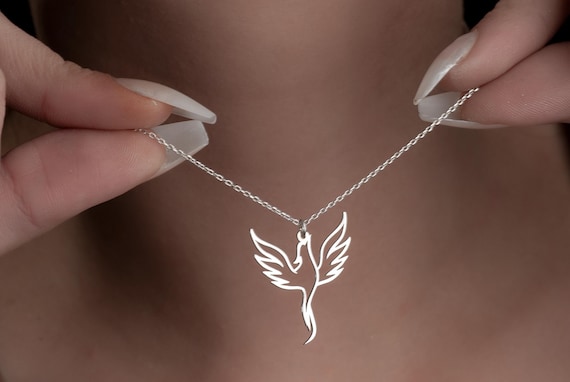 Collier phénix en argent sterling, bijoux phénix, collier oiseau de feu, bijoux oiseau, collier mythologie, cadeau inspirant pour elle