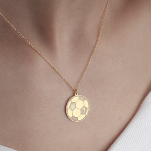 Custom Soccer Ball Necklace 925 Sterling Silver, Football Pendant, Soccer Team Gift, Jersey Number Gift, Sports Jewelry, Gold Soccer Charm,