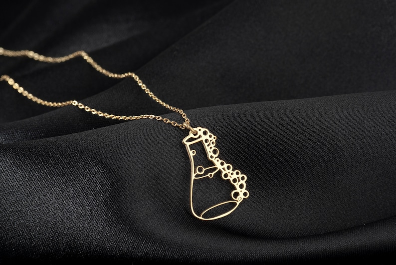 Chemistry Beaker Necklace 925 Sterling Silver, Science Pendant, Science