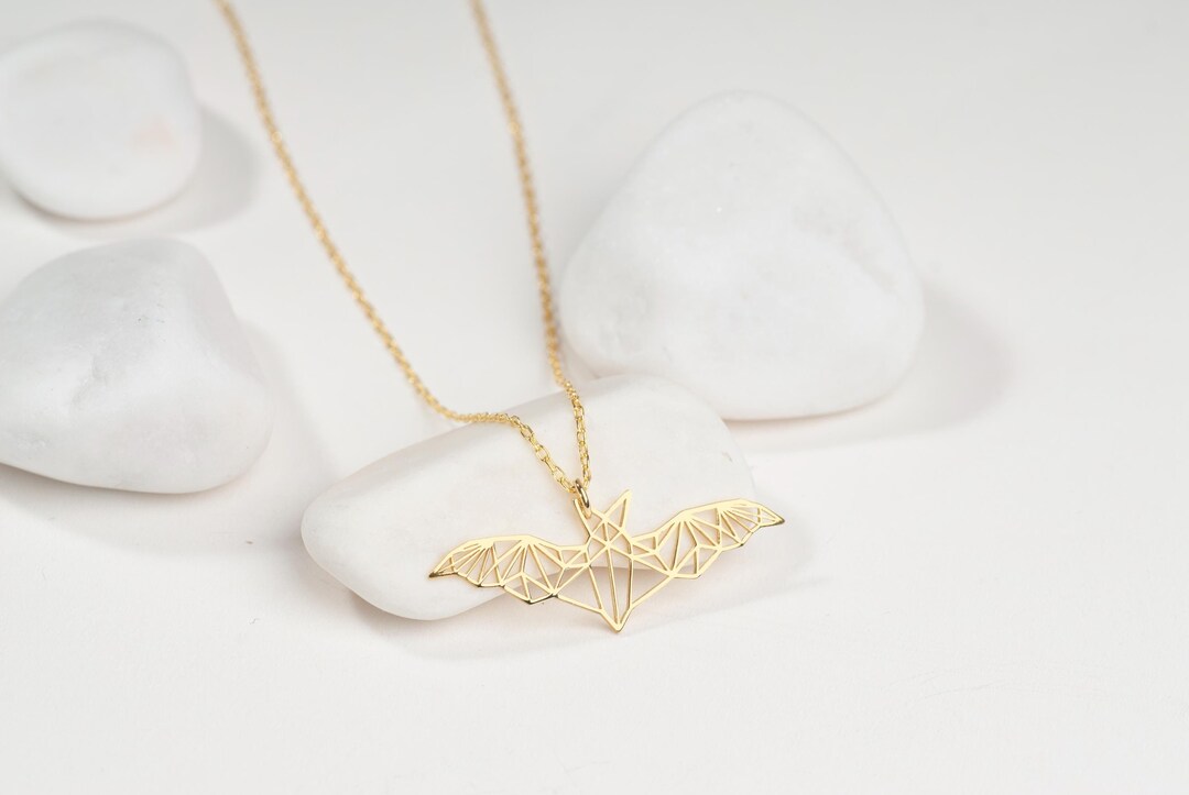 Origami Bat Vampire Necklace 925 Sterling Silver, Gothic Jewelry ...