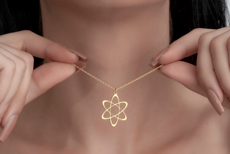 Atom Necklace Science Jewelry Minimalist Physics Pendant Chemistry Inspired Necklace STEM Jewelry for Women