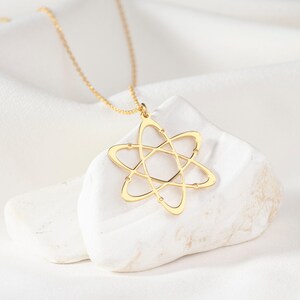 Atom Pendant Necklace Minimalist Science Jewelry Chemistry Symbol Necklace Physics Inspired Jewelry for Women