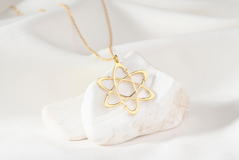 Atom Pendant Necklace Minimalist Science Jewelry Chemistry Symbol Necklace Physics Inspired Jewelry for Women