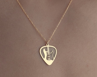 Custom Electric Guitar Necklace  Guitar Jewelry, Musician Necklace, Guitarist Gift, Personalized Jewelry, Rock Guitar