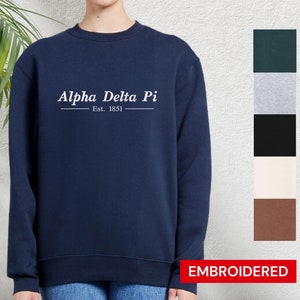 Alpha Delta Pi Embroidered Classic Sorority Sweatshirt | Simple Pullover | Greek Name Crewneck | Big Little Gift | Chapter Merch