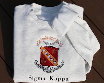 Embroidered Sigma Kappa Crest Sweatshirt | Custom Pullover | Greek Name Crewneck | Big and Little Gift | Custom Apparel | Chapter Merch