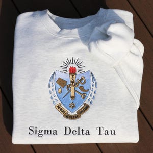 Sigma Delta Tau Embroidered Sweatshirt | Custom Pullover | Greek Name Crewneck | Big Little Gift | Custom Apparel | Chapter Merch