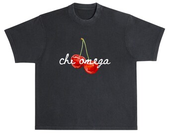 Chi Omega Cherry Shirt | Sorority Pullover Tee | Greek Name Crewneck T-Shirt | Big and Little Gift | Custom Apparel | Chapter Merch