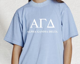Alpha Gamma Delta Letters Shirt | Sorority Pullover Tee | Greek Name Crewneck T-Shirt | Big and Little Gift | Custom Apparel | Chapter Merch