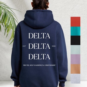 Delta Delta Delta Values Hoodie | Sorority Pullover Sweatshirt | Greek Name Crewneck | Big and Little Gift | Custom Apparel | Chapter Merch