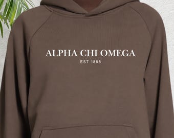 Alpha Chi Omega Essential Sorority Hooded Heavyweight Sweatshirt | Sorority Pullover Hoodie | Greek Name | Big Little Gift| Chapter Merch