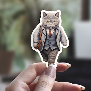 Britisch Kurzhaar Katzen Aufkleber, lustige Katzen Aufkleber, illustrierte Katzen Aufkleber, Katzen Person Aufkleber, Laptop Aufkleber, Wasserflaschen Aufkleber