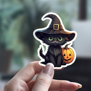 Niedlicher Halloween-Katzen-Aufkleber, gruseliger Witchie-Aufkleber, Kürbis-Aufkleber, Katzen-Person-Aufkleber, Haustier-Aufkleber, Laptop-Aufkleber, Wasserflaschen-Aufkleber