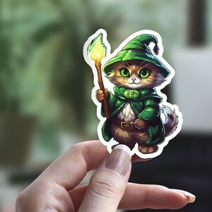Niedlicher Halloween-Katzen-Aufkleber, gruseliger Zauberer-Aufkleber, magischer Katzen-Aufkleber, Katzen-Person-Aufkleber, Haustier-Aufkleber, Laptop-Aufkleber, Wasserflaschen-Aufkleber