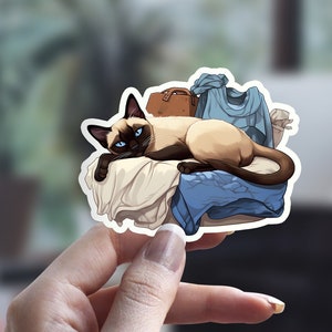 Siamese Cat Sticker, Cute Cat Sticker, Funny Cat Sticker, Cat Person Sticker, Pet Sticker, Laptop Sticker, Water Bottle Sticker