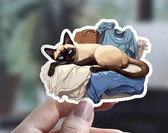 Siamese Cat Sticker, Cute Cat Sticker, Funny Cat Sticker, Cat Person Sticker, Pet Sticker, Laptop Sticker, Water Bottle Sticker