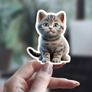 Britisch Kurzhaar Katze Aufkleber, 3D Animation Aufkleber, süße Katze Aufkleber, Katzen Person Aufkleber, Haustier Aufkleber, Laptop Aufkleber, Wasserflasche Aufkleber