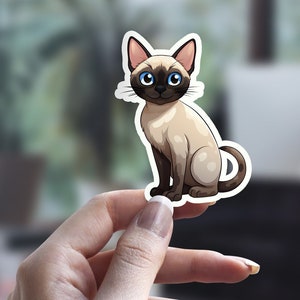 Siamese Cat Sticker, Cute Cat Sticker, Funny Cat Sticker, Cat Person Sticker, Pet Sticker, Laptop Sticker, Water Bottle Sticker