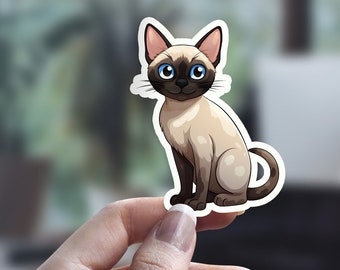 Siamese Cat Sticker, Cute Cat Sticker, Funny Cat Sticker, Cat Person Sticker, Pet Sticker, Laptop Sticker, Water Bottle Sticker