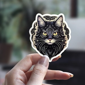 Space Cat Sticker, Stars Cat Sticker, Cute Cat Sticker, Cat Person Sticker, Pet Sticker, Laptop Sticker, Water Bottle Sticker