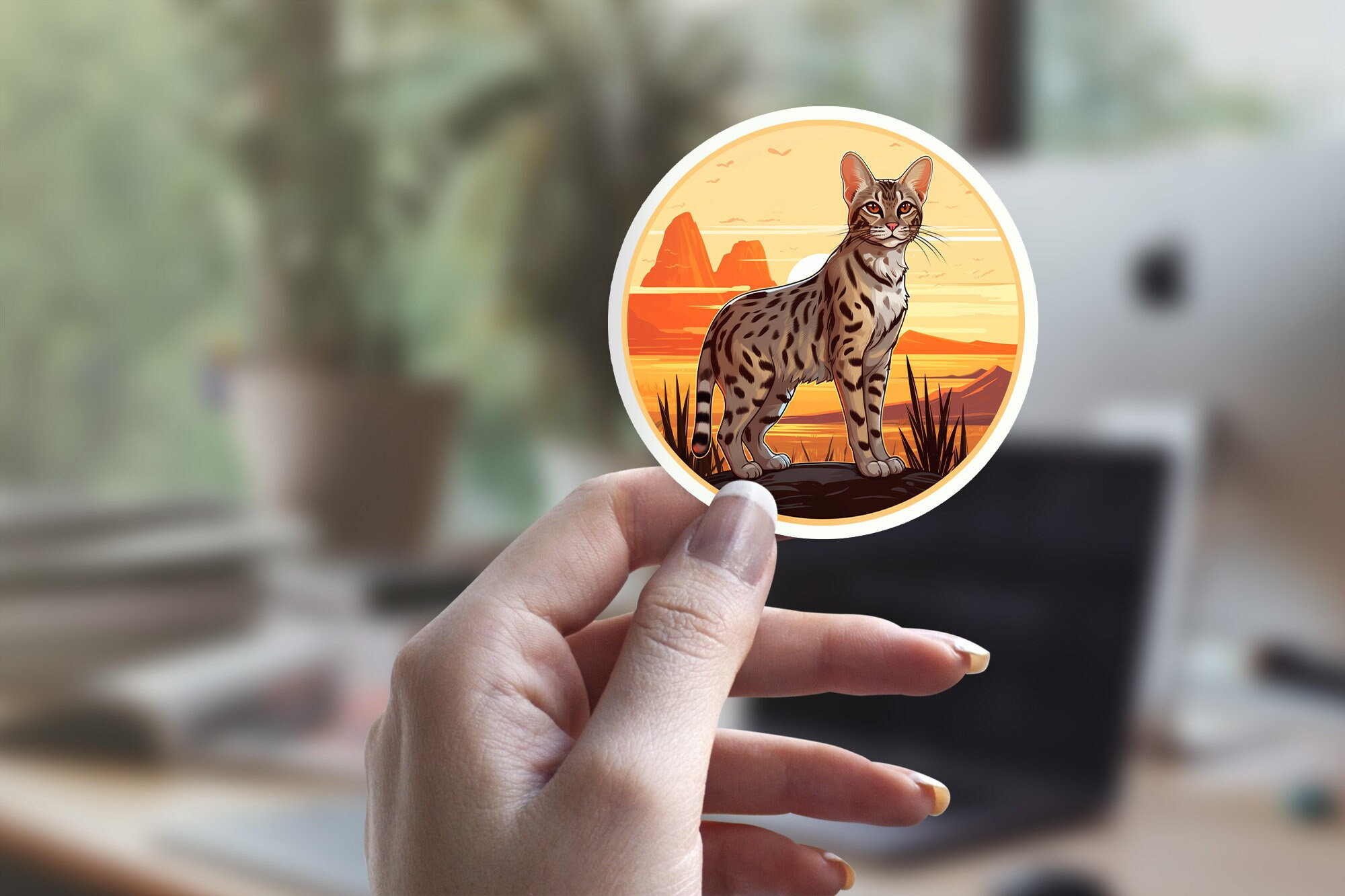 Savannah Cat Sticker, Illustrated Cat Sticker, Cute Cat Sticker, Cat Person Sticker, Pet Sticker, Laptop Sticker, Water Bottle Sticker