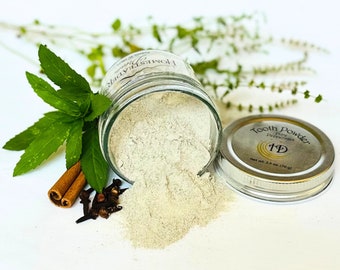 HOMESTEADER’S DREAM All-Natural Mineral Tooth Powder | Pure Peppermint Cinnamon Clove Bentonite Clay | Polishing Fluoride-Free | Glass Jar