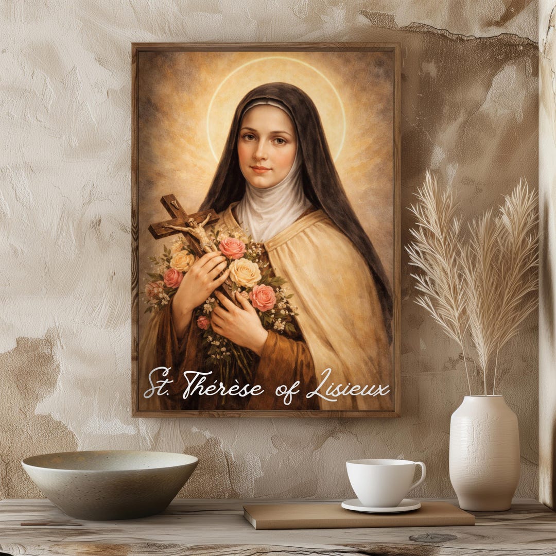 St Therese of Lisieux Printable Wall Art | Catholic Saint Floral Decor ...