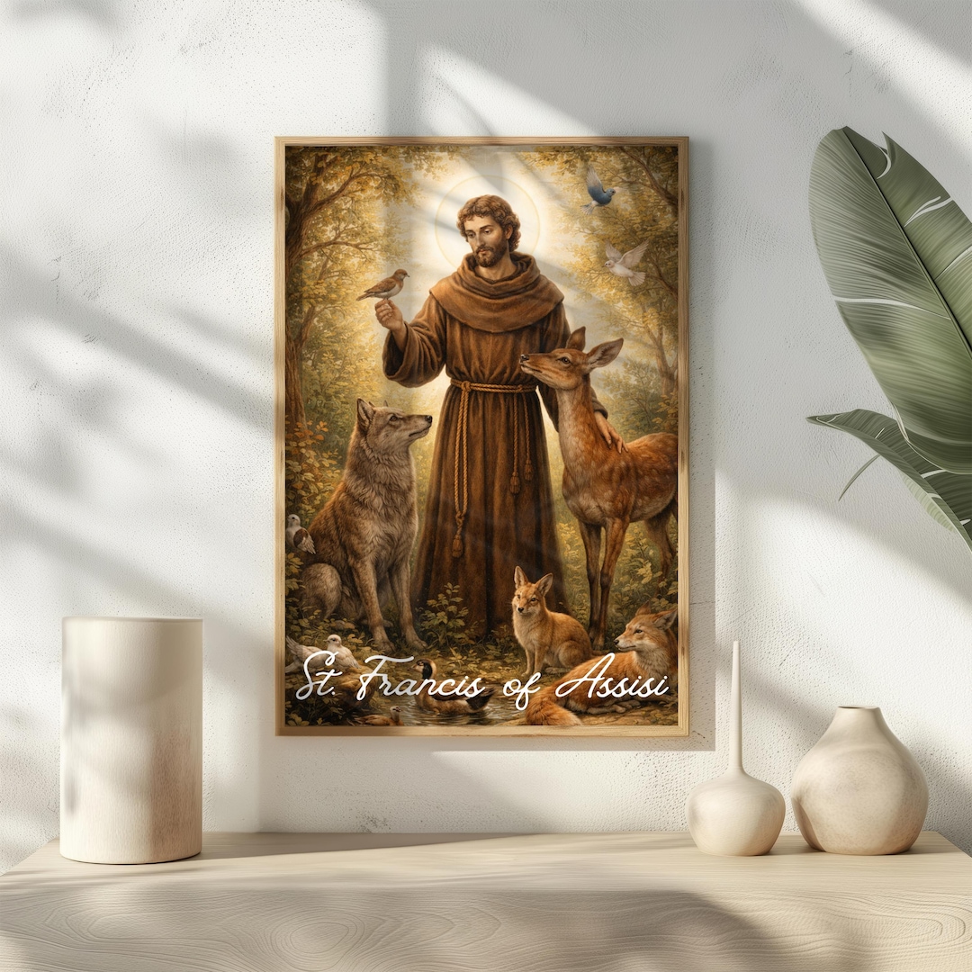 St Francis of Assisi Printable Wall Art | Catholic Saint Animal Patron ...