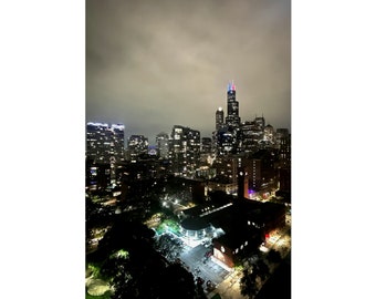 Chicago City Poster Print, Cheap Wall Art, Night Sky Poster, Unframed, Simple decorations for city nostalgia
