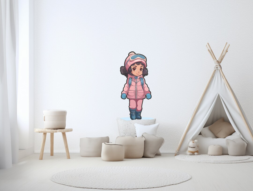 Pink Snowsuit Child Decal Winter Adventure Girl Wall Art - Etsy