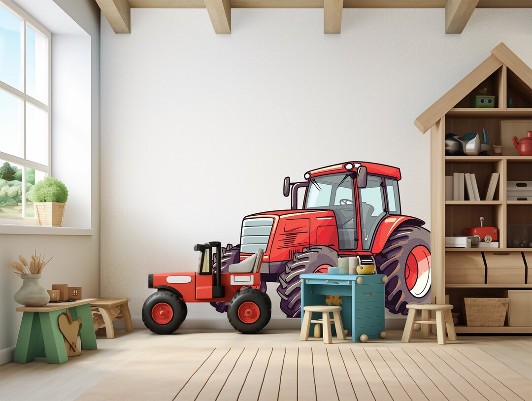 Red Tractor Wall Decals and Cute Baby Farm Animal Nursery Etsy