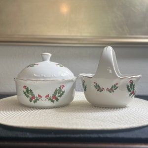 Vintage Holly Christmas Candy Dish with Lid And Basket Candy Dish
