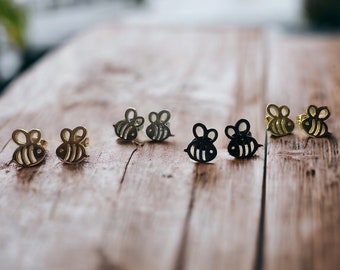 Sterling Silver Bee Stud Earrings - Dainty Bee Jewelry for Nature Lovers