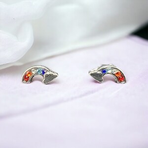 Rainbow Cloud Stud Earrings: Colorful Whimsical Jewelry
