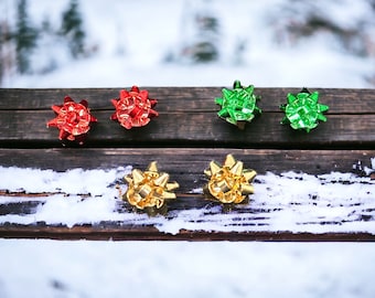 Tiny Christmas Bow Stud Earrings - Festive Holiday Accessories for a Touch of Cheer