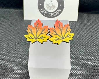 Fall In Love with our Wooden Autumn Leaves Stud Earrings