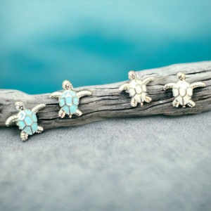 Handcrafted Sea Turtle Stud Earrings: Delicate Ocean-Inspired Beach Jewelry
