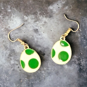Yoshi Egg Dangle Earrings - Retro Gaming Inspired Jewelry