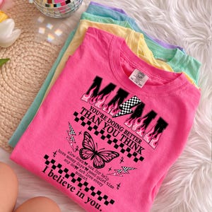 Grunge Mama varsity png, Checkered Lightning Mom Shirt Design, Edgy Cool Mom Graphic Tee, Retro Pink Mama Quote, Butterfly mama sublimation image 7