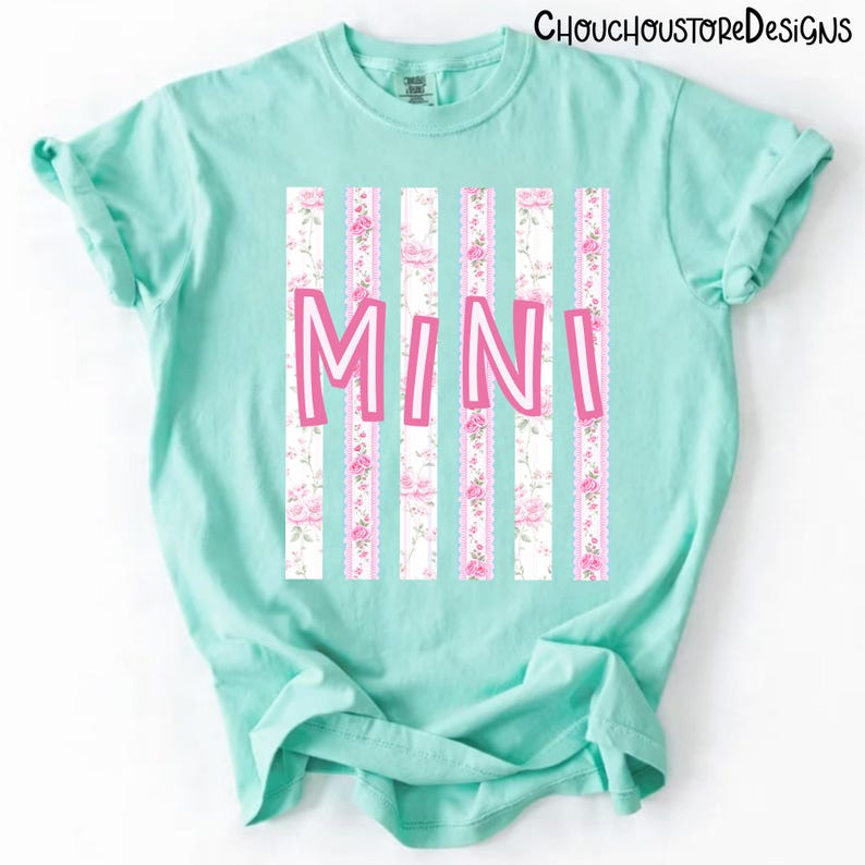 Preppy Floral Mama PNG Bundle, Mama Mini Nana Gigi PNG Set, Coquette Rose Stripe Designs, Girly Motherhood Sublimation Pack image 3
