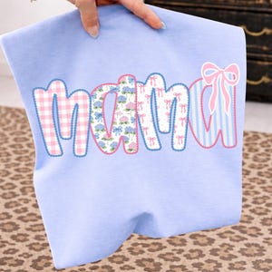 Coquette Mama PNG, Pink Blue Lace Mama PNG, Floral Bow Mama PNG, Preppy Mama Shirt Design Sublimation, Mama png, Mothers day gift