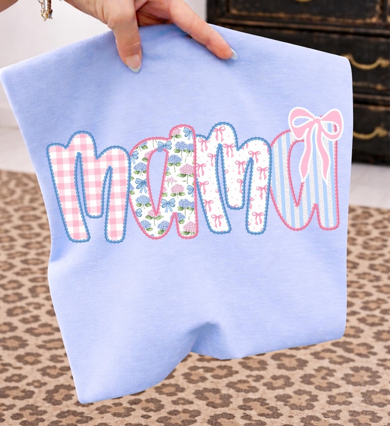 Coquette Mama PNG, Pink Blue Lace Mama PNG, Floral Bow Mama PNG, Preppy Mama Shirt Design Sublimation, Mama png, Mothers day gift